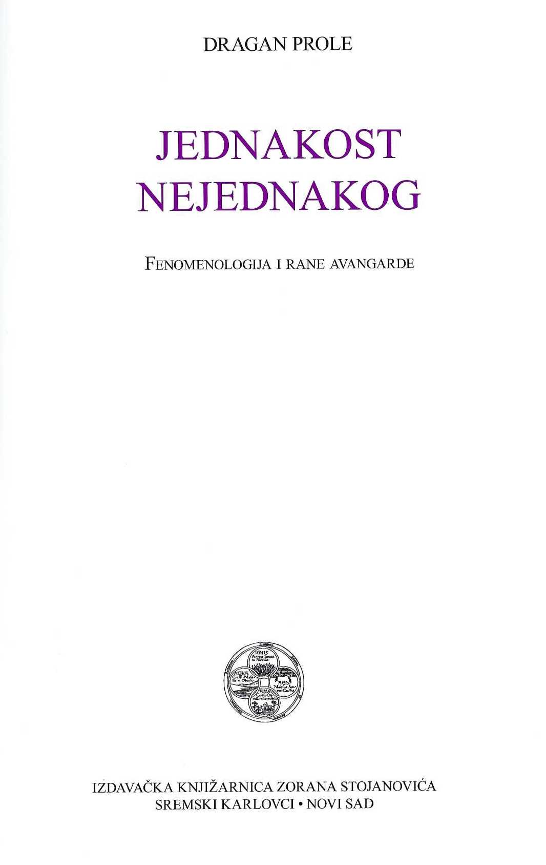 Jednakost nejednakog. Fenomenologija i rane avangarde